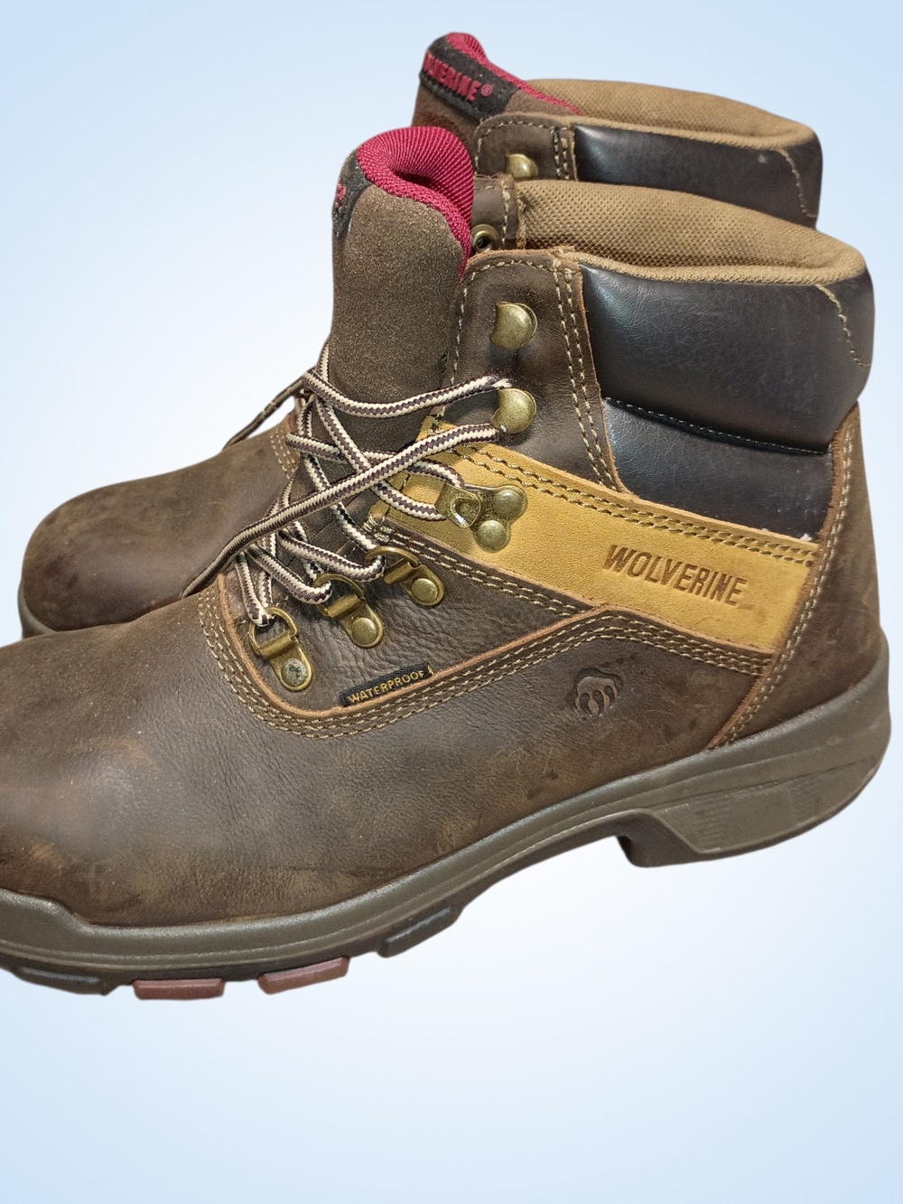 NWOT Wolverine Brown and Tan Leather Work Boots Mens Size 9.5